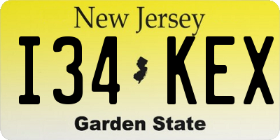 NJ license plate I34KEX