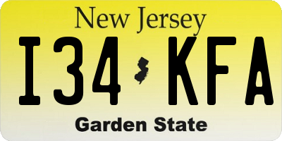 NJ license plate I34KFA