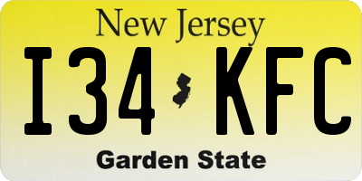 NJ license plate I34KFC
