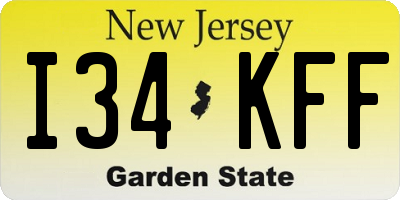 NJ license plate I34KFF
