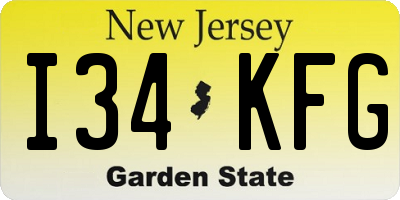 NJ license plate I34KFG