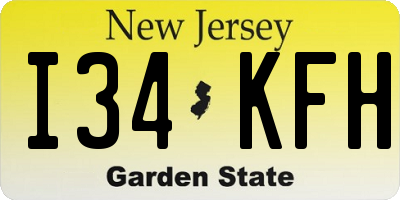 NJ license plate I34KFH