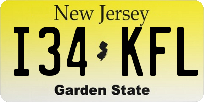 NJ license plate I34KFL