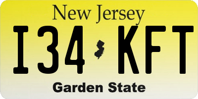 NJ license plate I34KFT