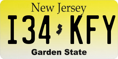 NJ license plate I34KFY