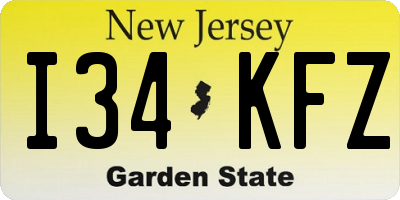 NJ license plate I34KFZ