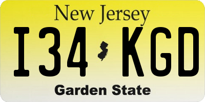 NJ license plate I34KGD