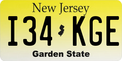 NJ license plate I34KGE