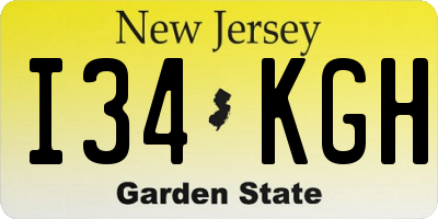 NJ license plate I34KGH