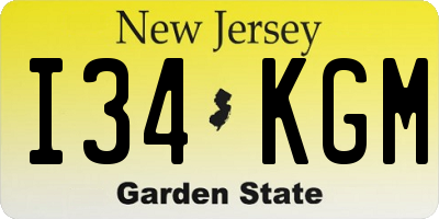 NJ license plate I34KGM