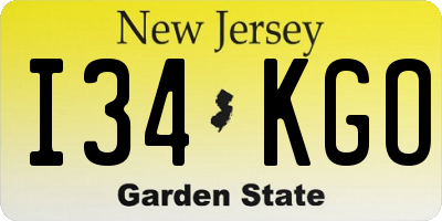 NJ license plate I34KGO