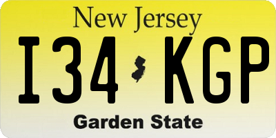 NJ license plate I34KGP
