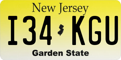 NJ license plate I34KGU