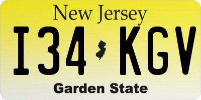 NJ license plate I34KGV