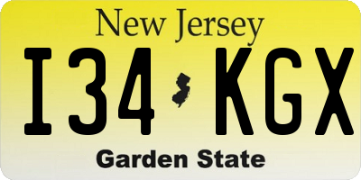 NJ license plate I34KGX