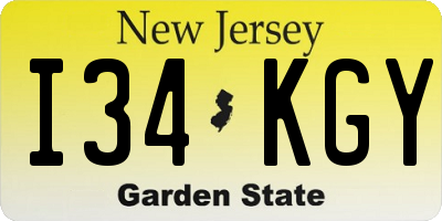 NJ license plate I34KGY