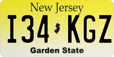 NJ license plate I34KGZ