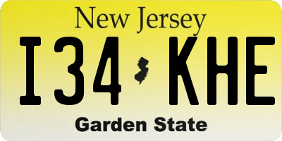 NJ license plate I34KHE