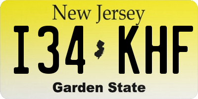 NJ license plate I34KHF