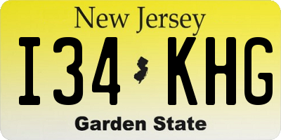 NJ license plate I34KHG