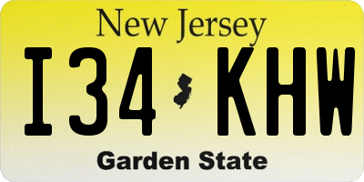 NJ license plate I34KHW