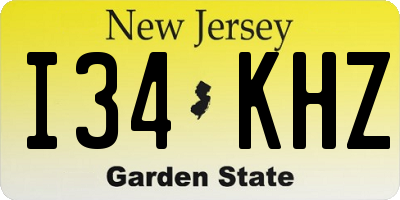 NJ license plate I34KHZ