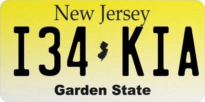 NJ license plate I34KIA