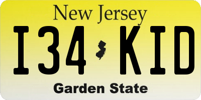 NJ license plate I34KID