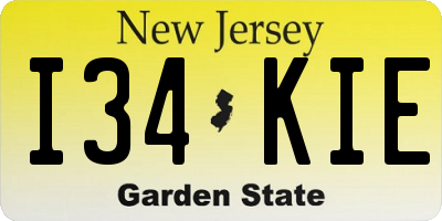 NJ license plate I34KIE