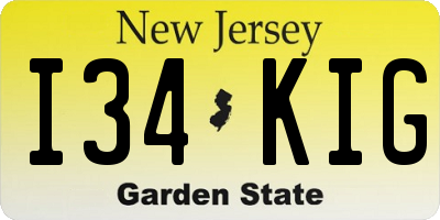 NJ license plate I34KIG