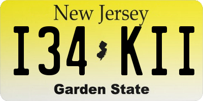 NJ license plate I34KII