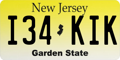 NJ license plate I34KIK