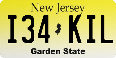 NJ license plate I34KIL