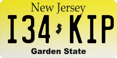 NJ license plate I34KIP