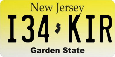 NJ license plate I34KIR