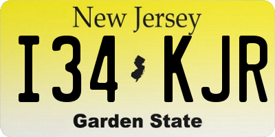 NJ license plate I34KJR
