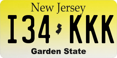 NJ license plate I34KKK