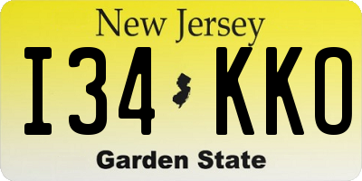 NJ license plate I34KKO