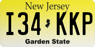 NJ license plate I34KKP