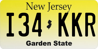 NJ license plate I34KKR