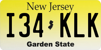 NJ license plate I34KLK