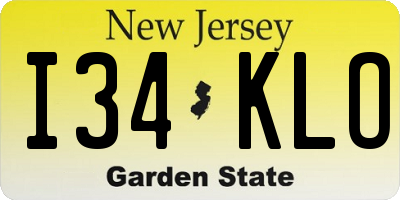 NJ license plate I34KLO