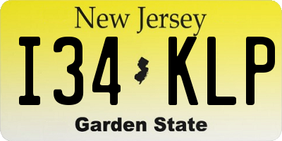 NJ license plate I34KLP