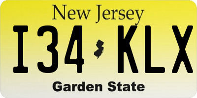 NJ license plate I34KLX