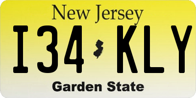 NJ license plate I34KLY