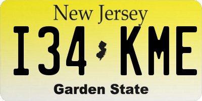 NJ license plate I34KME