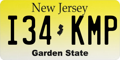 NJ license plate I34KMP