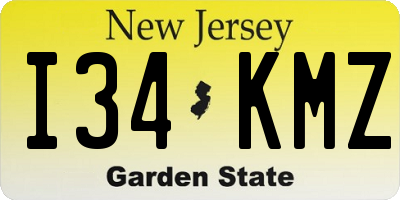 NJ license plate I34KMZ