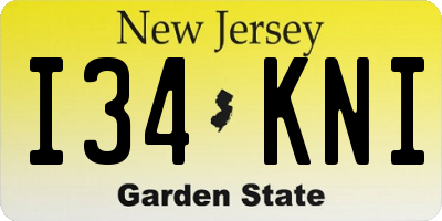 NJ license plate I34KNI