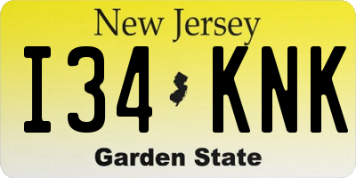 NJ license plate I34KNK